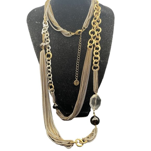 Talbots Jewelry - Vintage Necklace Signed Talbots Antique Gold Silver Multi Strand 30 + 3” Layered